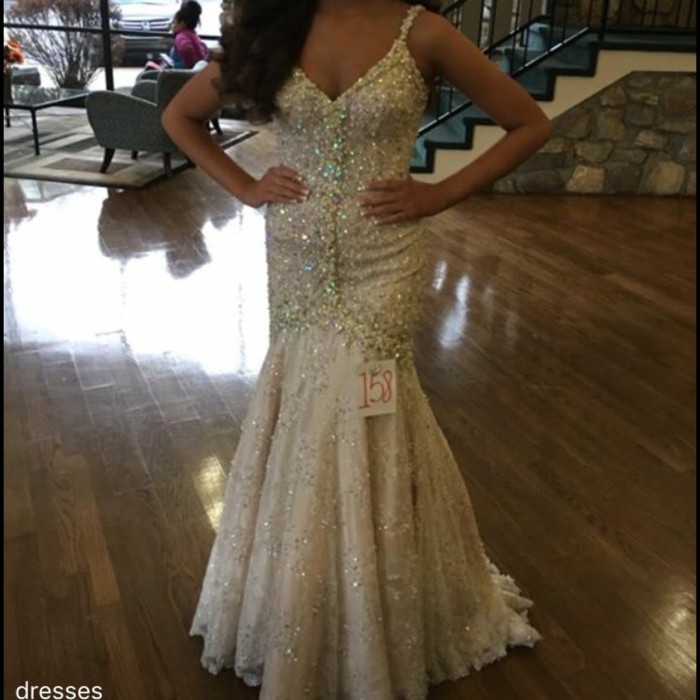 Ivory beaded mermaid gown